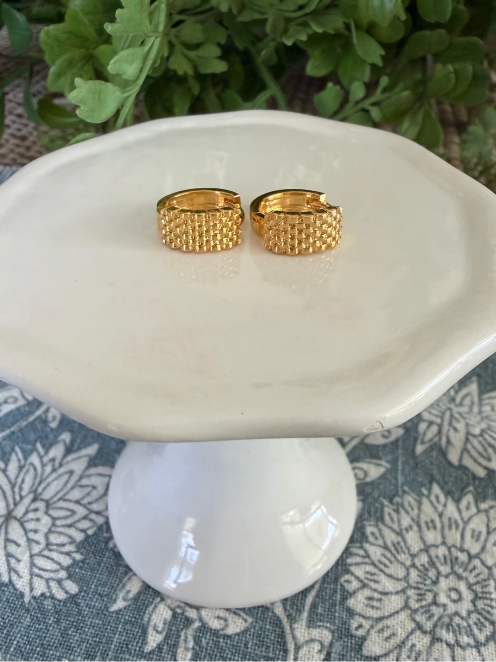 Must Have Gold Textured Huggie Hoop Earrings